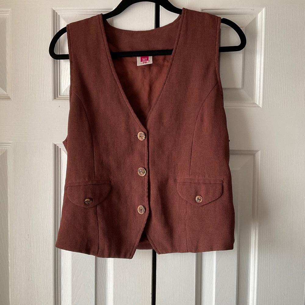 Vintage Brown Button Up Vest